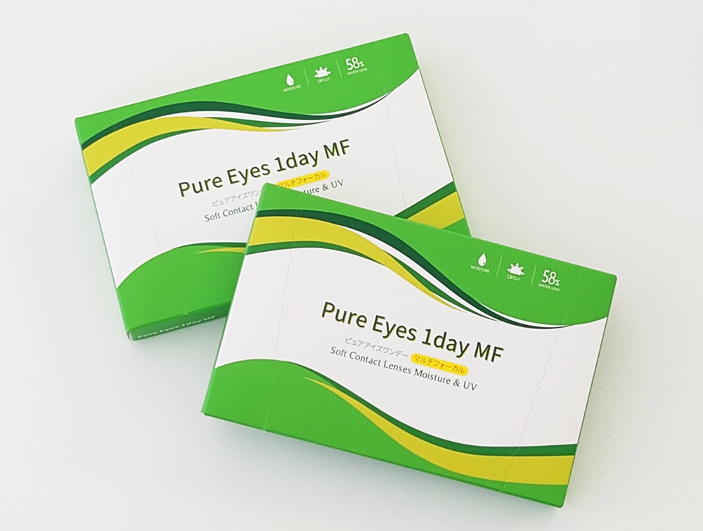 ピュアアイズワンデーマルチフォーカル（遠近両用コンタクトレンズ）パッケージ写真